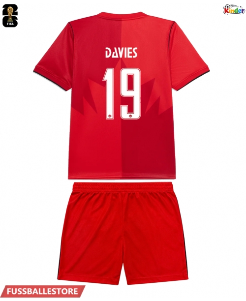 Günstige Kanada Alphonso Davies #19 Heimtrikotsatz Kinder WM 2026 Kurzarm (+ Kurze Hosen)
